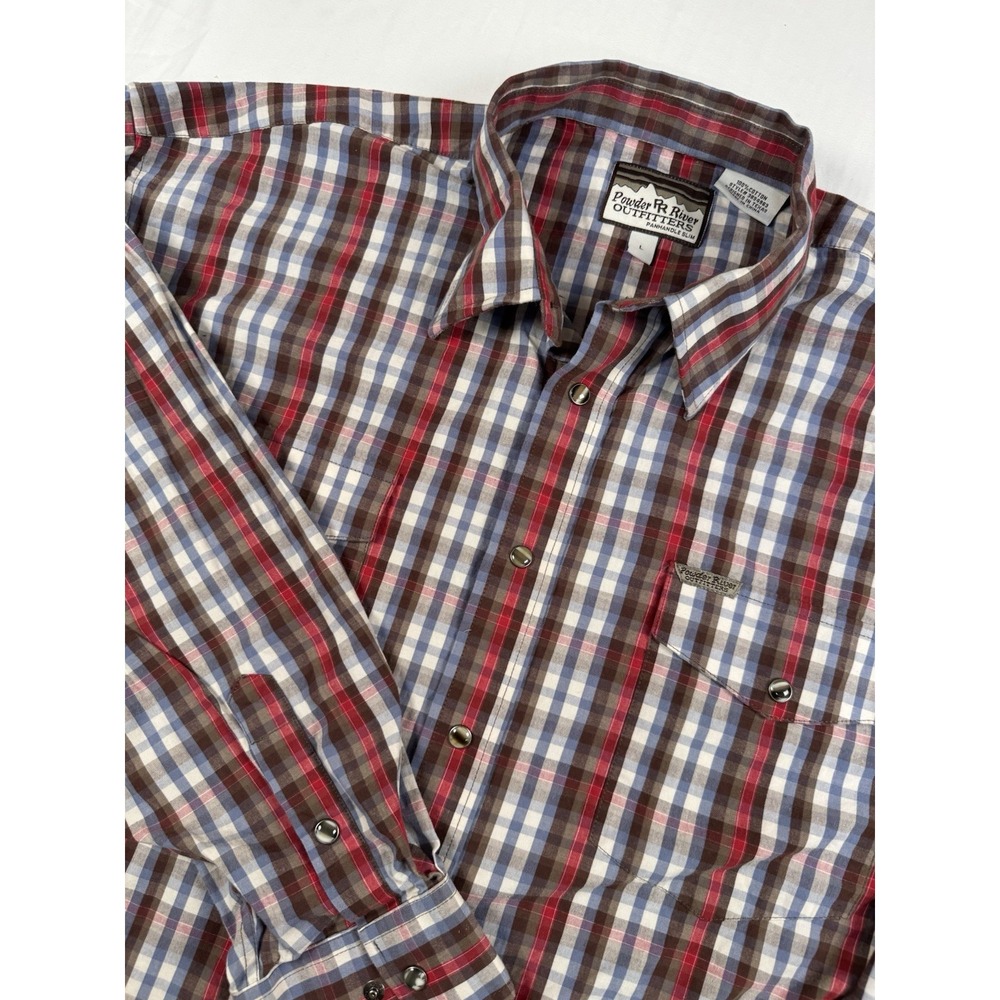 Powder River Outfitters Panhandle Slim Large Multicolor‎ Plaid Pearl Snap Shirt